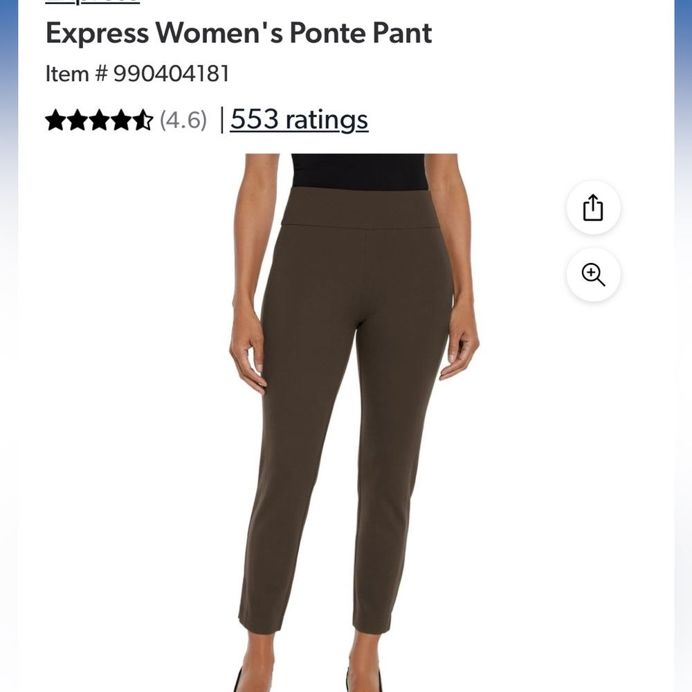 Ladies express brown Ponte  pants brown color measures 21 in the waist new